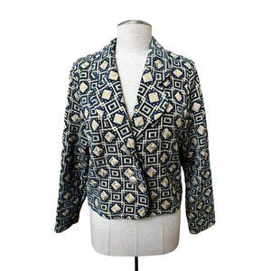 Vintage BELUVA women's blazer geometric print long sleeve size MEDIUM